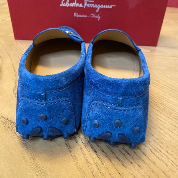 ❤️ Authentic Salvatore Ferragamo Blue Suede Loafers size 38 1/2 New in Box - Picture 8 of 9